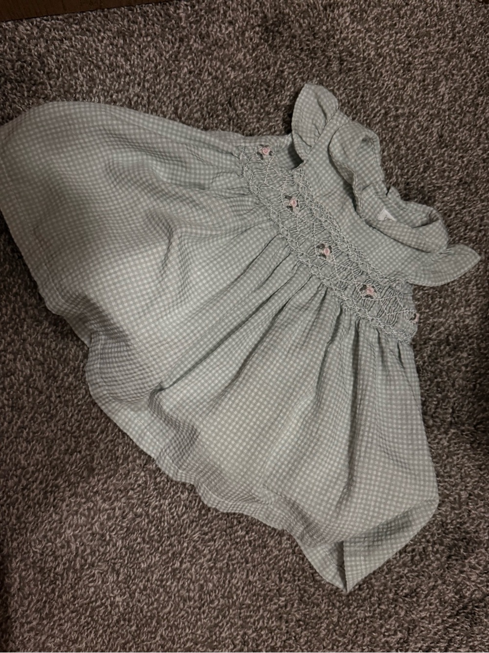 Smocked Sage Green Gingham Dress for Girls